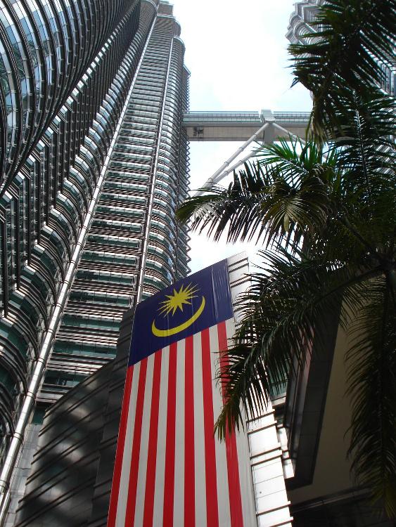 Malaysian flag with the twin towers in Kuala Lumpur