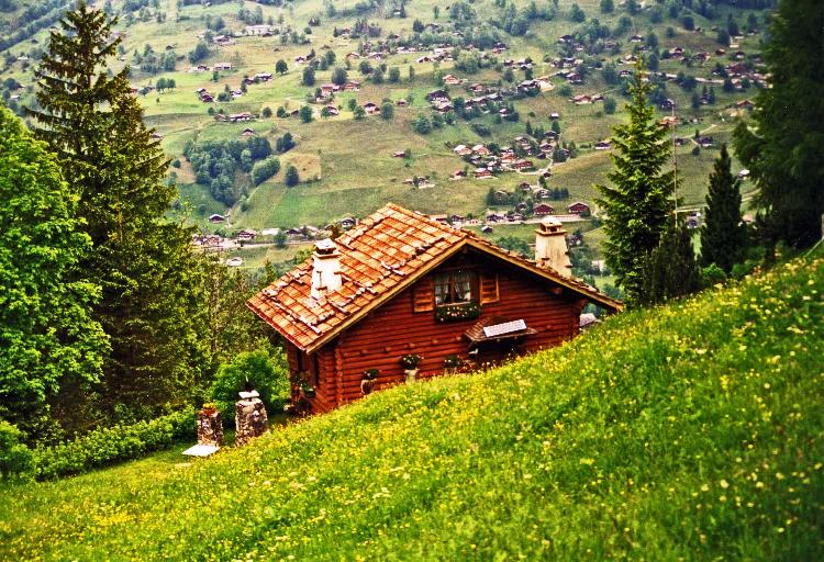 Switzerland, houses in the Swiss Alps