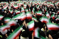 Iran, crowd with flags
